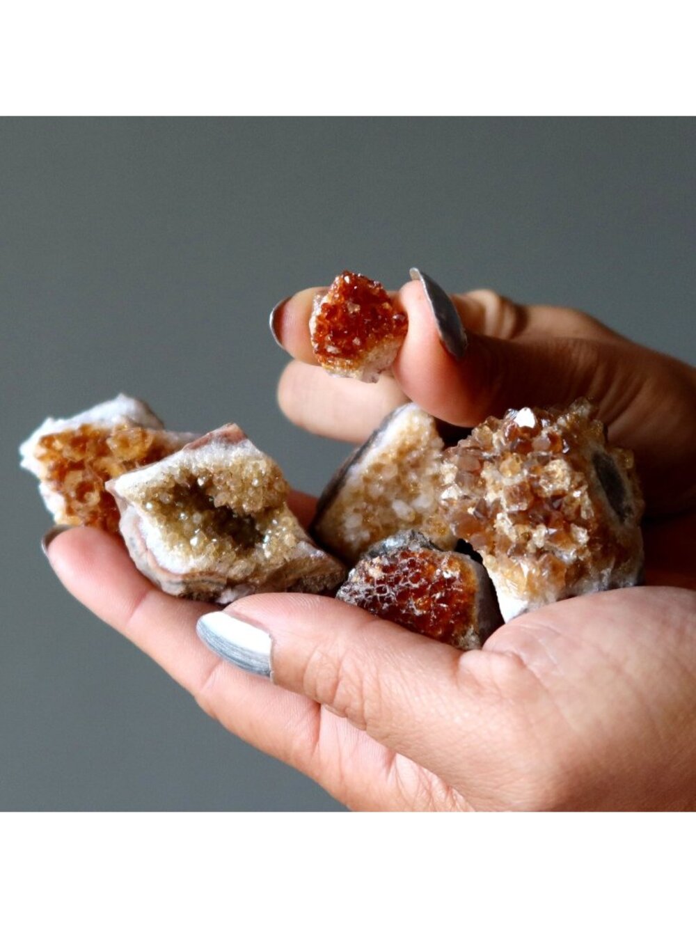 Citrine Cluster Bundle of 6 Brown Sugar Yellow Gemstones
